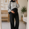شلوار جین بارداری نیم بگ سورمه ای تینت سبز سایز 42