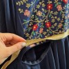 پیراهن بارداری شکوفه سورمه ای گل قرمز سایز 4